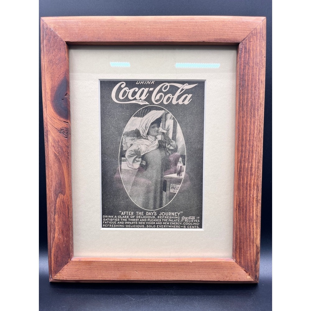 Antique 1907 Coca-Cola‎ Print Ad Framed After The Days Journey Womans Companion